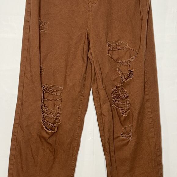 Madden NYC Jeans Womens Juniors 15 Destructed Brown Denim 90's Fit. - Picture 4 of 10